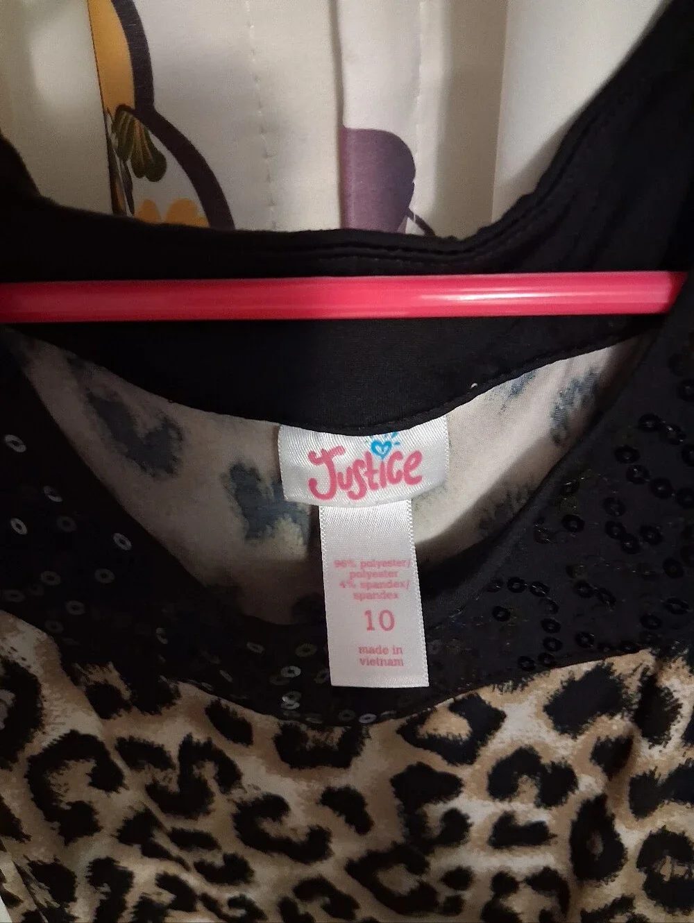 Justice Leopard Print Dress with Black Sequins Size 10 (Girl)